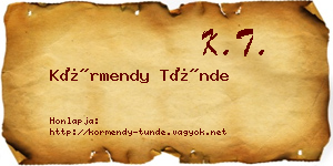 Körmendy Tünde névjegykártya