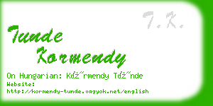 tunde kormendy business card